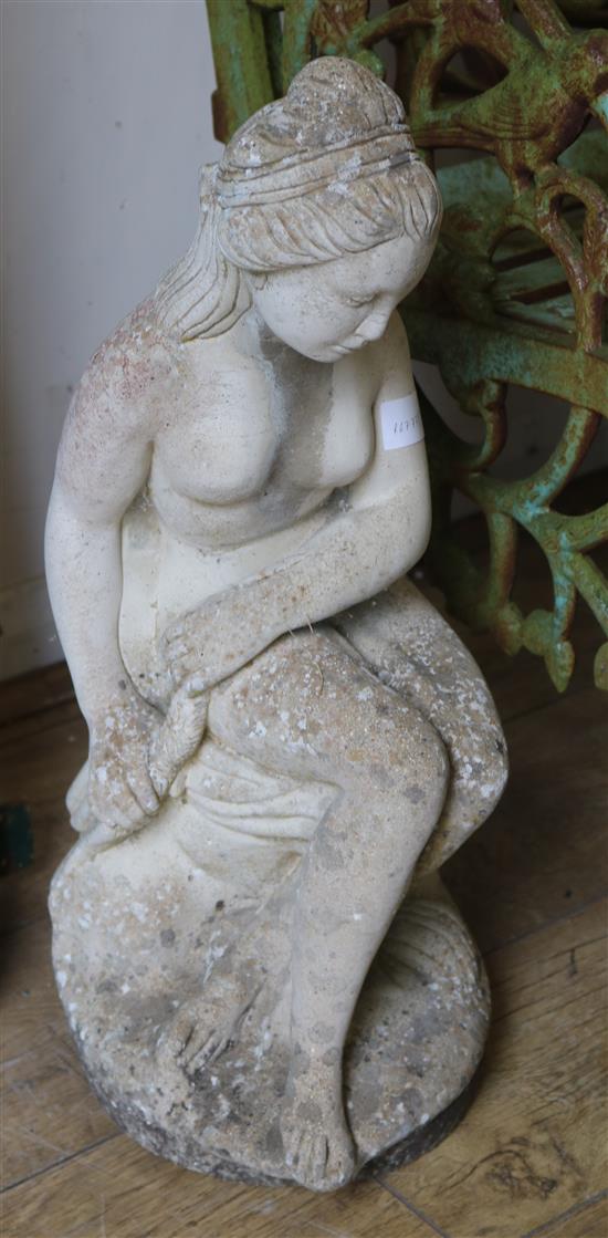 A garden figure of a lady W.25cm approx.